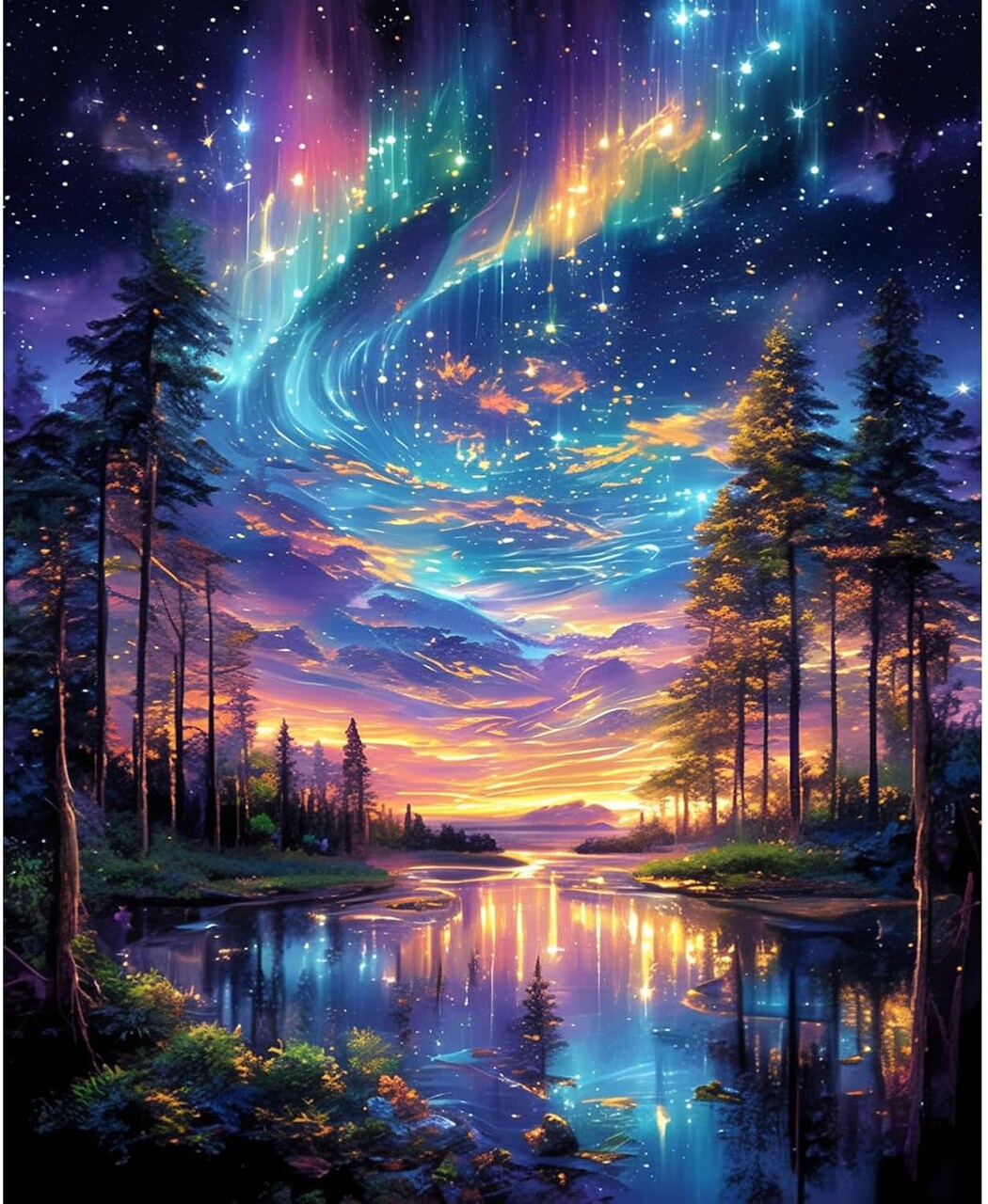 Paint by Numbers Kits for Adults – Starry Night Tree DIY Acrylic Painting Kit on Canvas, Beginner-Friendly Paint by Numbers Art Set for Home Wall Decor or Gifts, 16x20 Inch